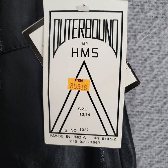 NWT Vintage OUTERBOUND by HMS. Black Leather Pencil Skirt With Split 13/14 - Picture 8 of 11